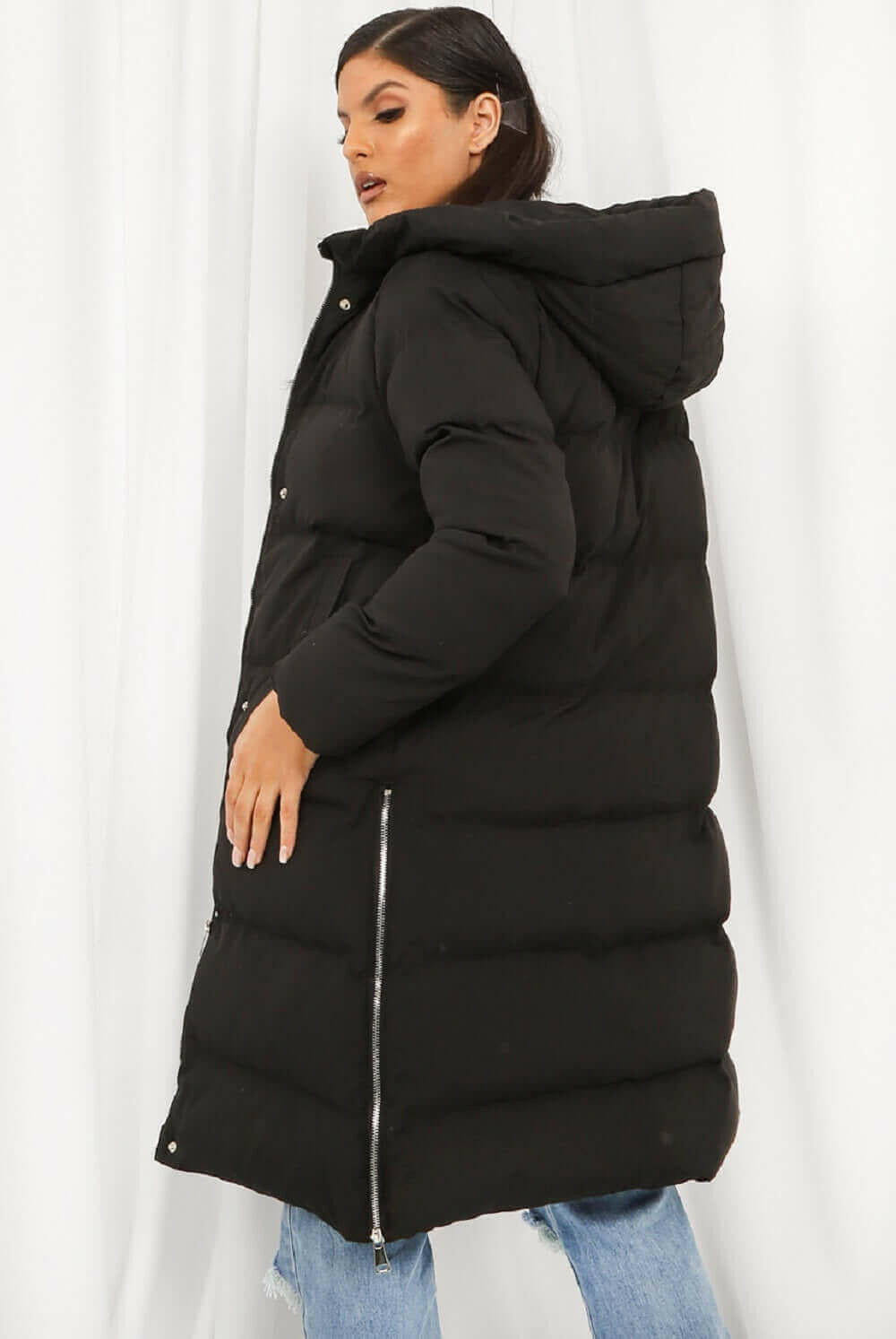 Hooded Longline Puffer Coat.