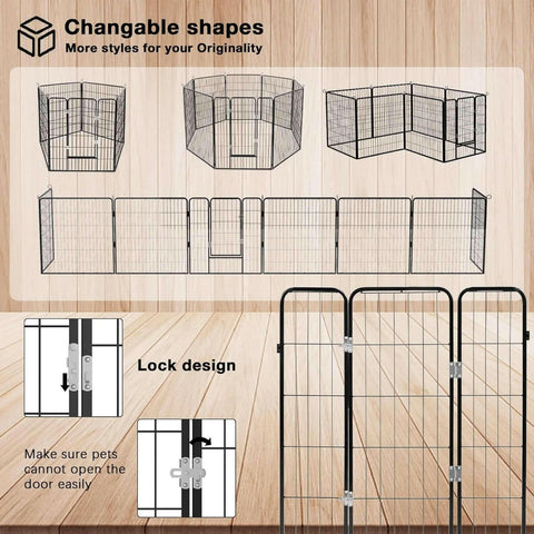 Bold Dog Playpen for Outdoor, 16 Panels 24''/32''/40'' Height Metal Puppy Dog Fence Indoor Outdoor,Pet Exercise Pen for Rv,Camping,Yard