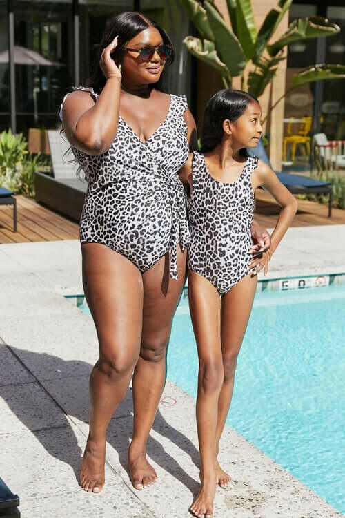 Marina West Swim Full Size Float On Ruffle Faux Wrap One-Piece in Cat.