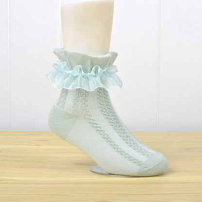 White Lace Mesh Socks for Kids - Princess Dance Style