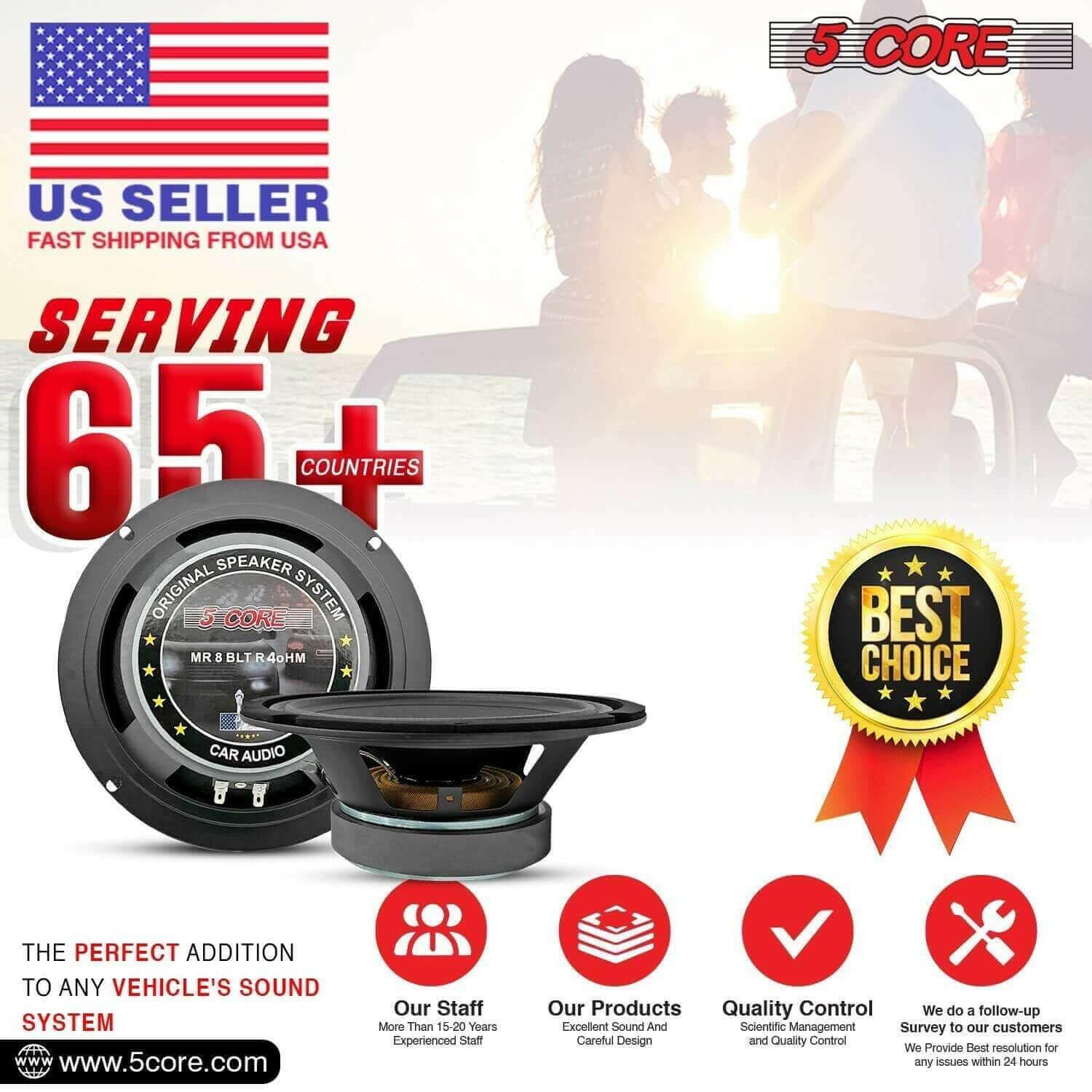 Copy of 5 Core 4pcs 8" Car Audio Speakers with Bullet 580 W 4 Ohm