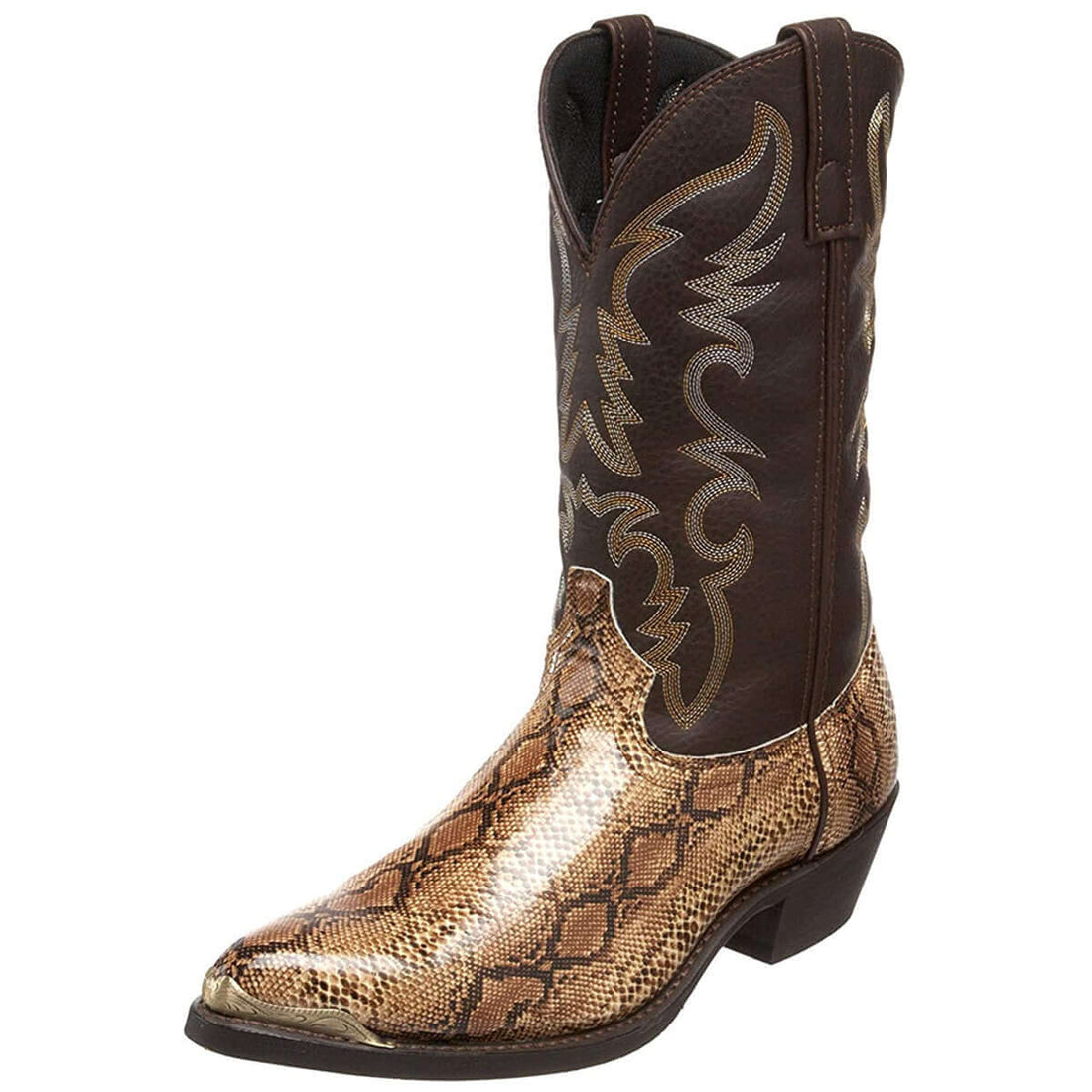 Snake-Print Heeled Cowboy Boots - Gold or Silver