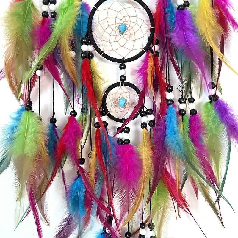Colorful Dream Catcher with Feathers and Beads
