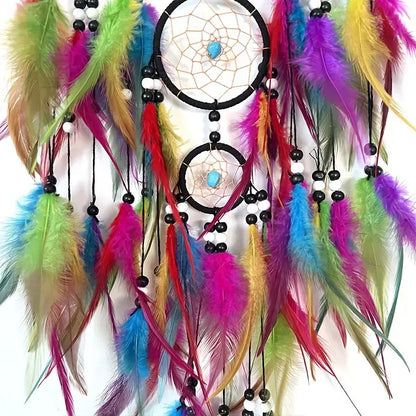 Colorful Dream Catcher with Feathers and Beads
