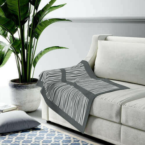 Dark Gray Abstract Lines Plush Blanket Throw.