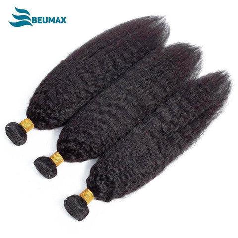 BeuMax 10A Grade 3/4 Kinky Straight bundles with 13x4 Frontal.