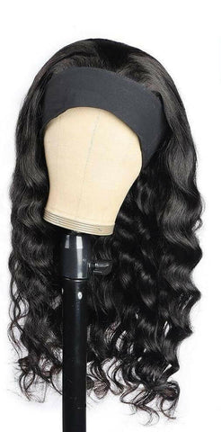 Headband Wig Loose Body Wave Human Hair Scarf Wig No GLUE Easy Wear.