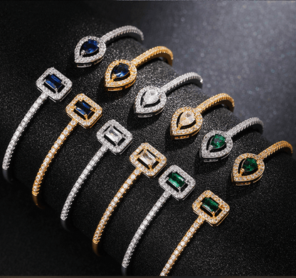 Brass Zirconia Open Bracelet