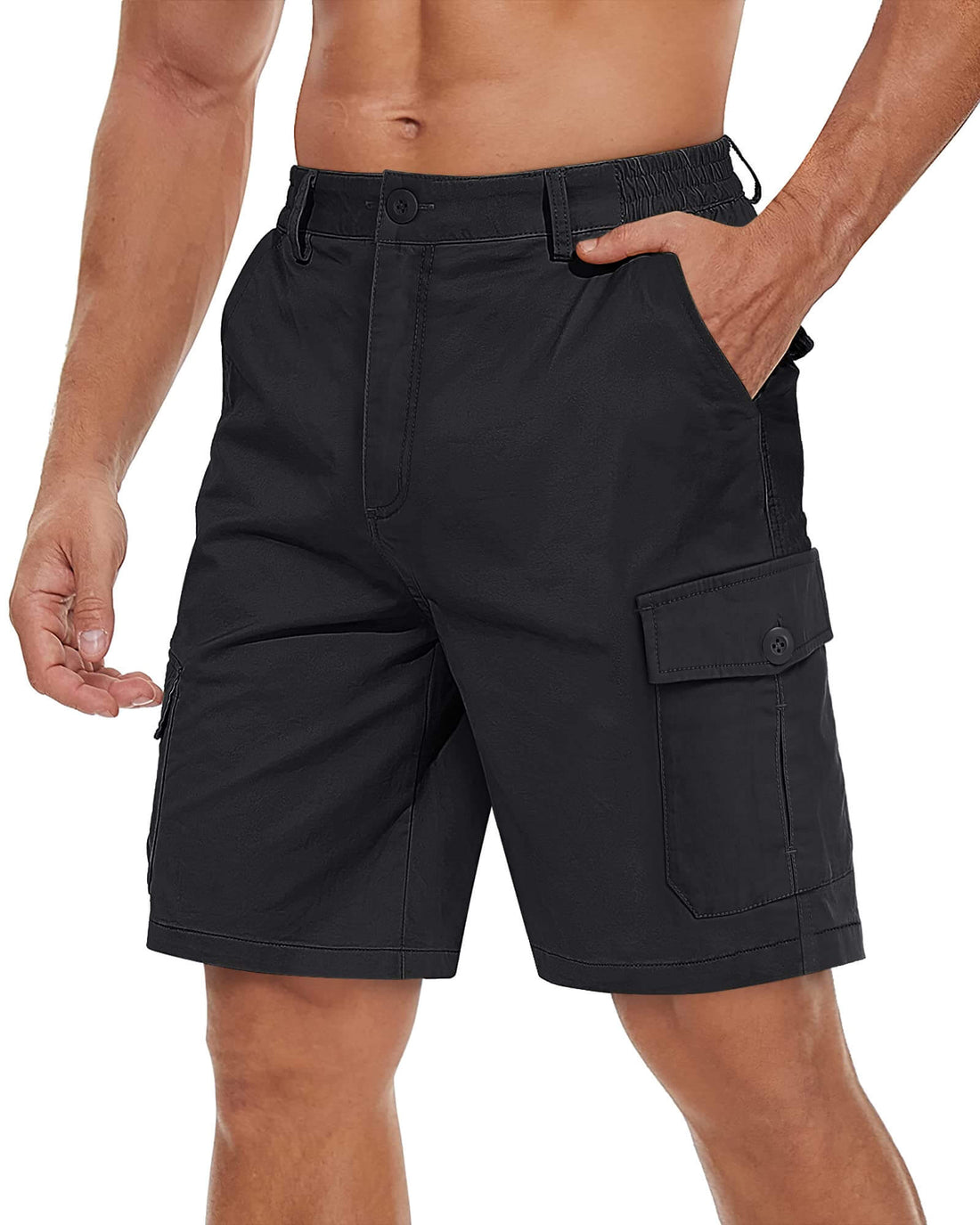 TACVASEN Men’s Stretch Cotton Cargo Shorts, Black