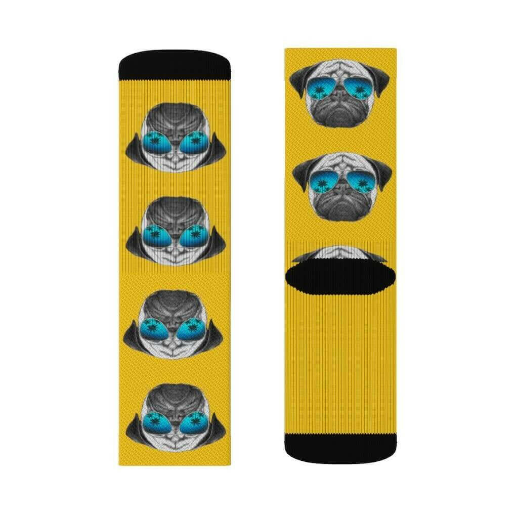 Pug in Sunglasses Fun Novelty Socks.