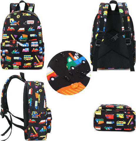 Preschool Backpack Kids Boys Backpack with Lunch Box Kindgarten School Book Bags (Black)