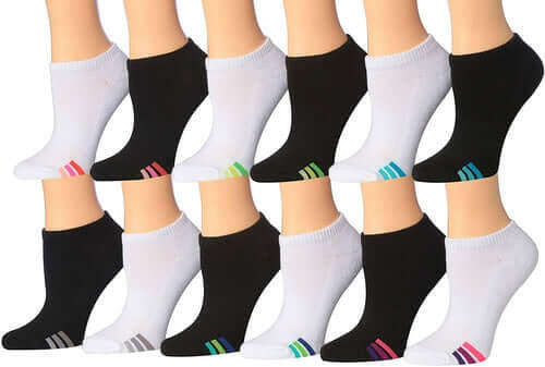 Tipi Toe Women's 12-Pairs Low Cut Athletic Sport Peformance Socks.