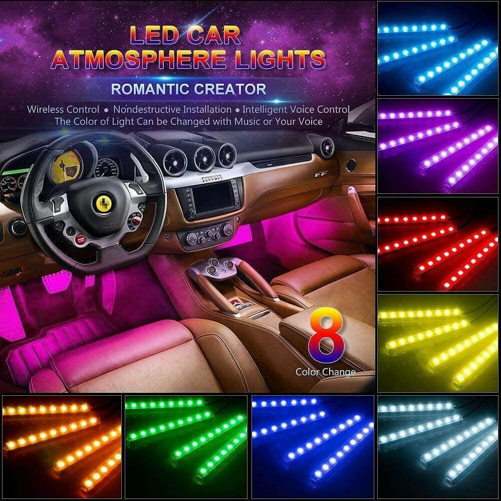 RGB Car LED Light Strips, Sound Activated with Remote Control, 48.