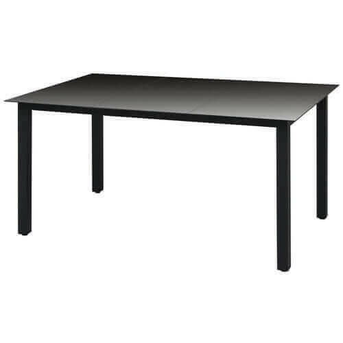 Garden Table Black 31.5&quot;x31.5&quot;x29.1&quot; Aluminium and Glass