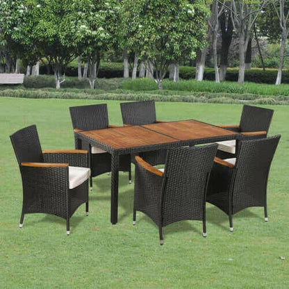 9 Piece Outdoor Dining Set with Cushions Poly Rattan.