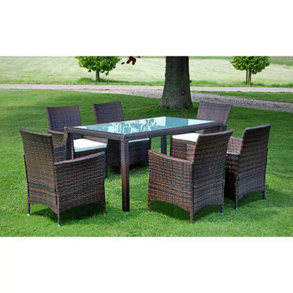 9 Piece Outdoor Dining Set with Cushions Poly Rattan Gray.