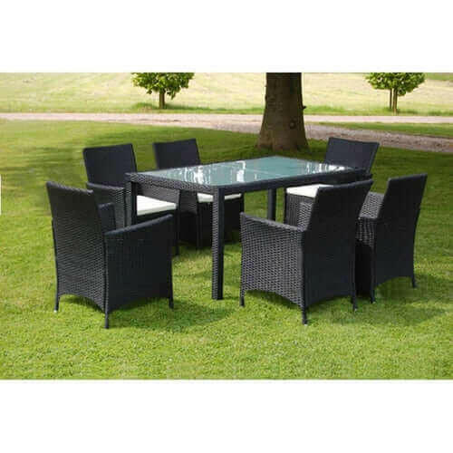 9 Piece Outdoor Dining Set with Cushions Poly Rattan Gray.