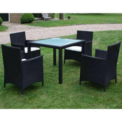 9 Piece Outdoor Dining Set with Cushions Poly Rattan Gray.