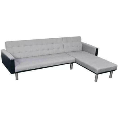 L-shaped Sofa Bed Fabric Black and Gray.