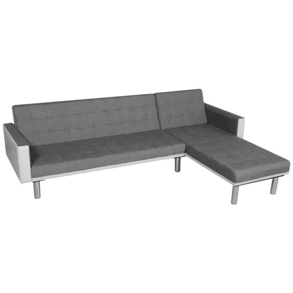 L-shaped Sofa Bed Fabric Black and Gray.