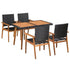 5 Piece Outdoor Dining Set Poly Rattan Black and Brown