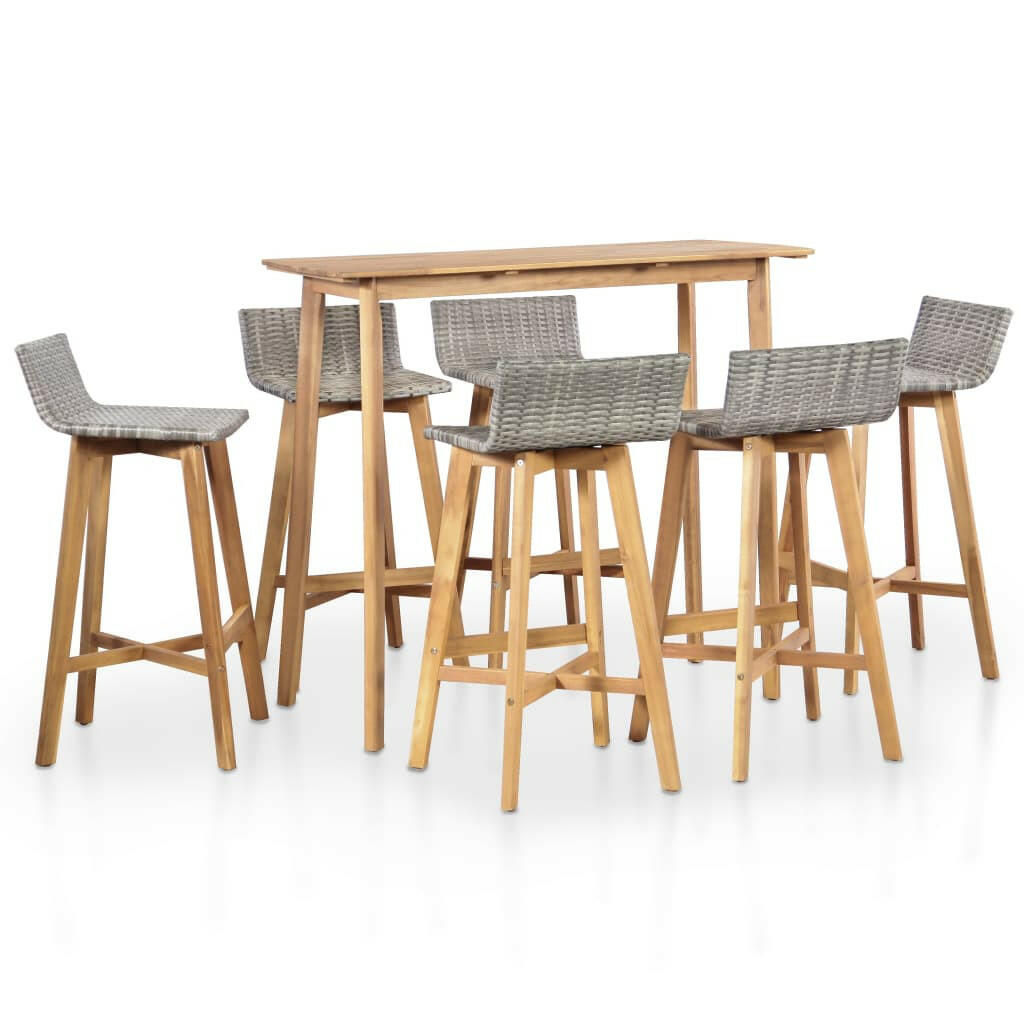 5 Piece Outdoor Dining Set Solid Acacia Wood.