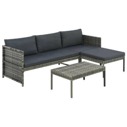 3 Piece Garden Lounge Set with Cushions Poly Rattan Black.