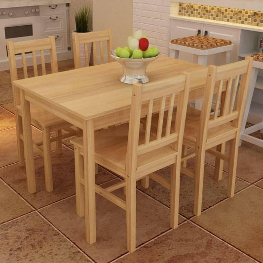 Wooden Dining Table with 4 Chairs Natural.