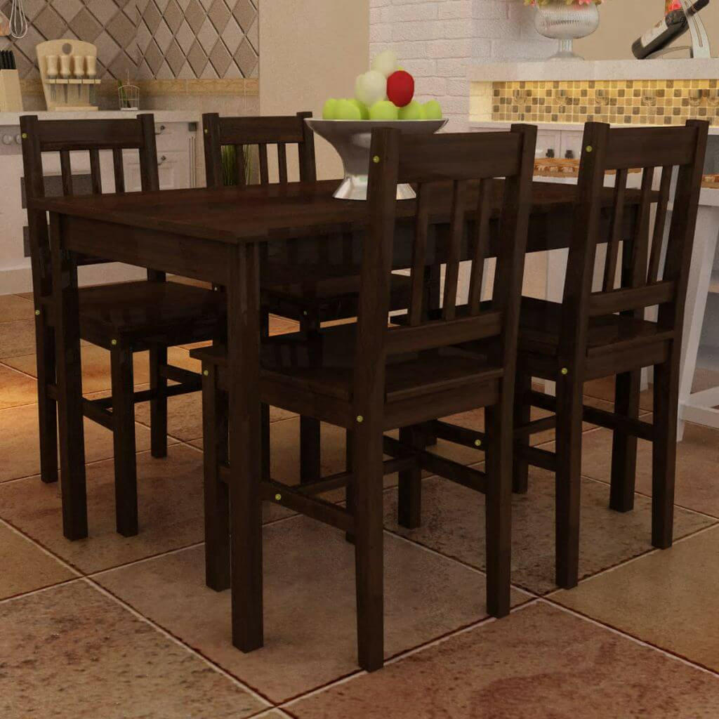 Wooden Dining Table with 4 Chairs Natural.