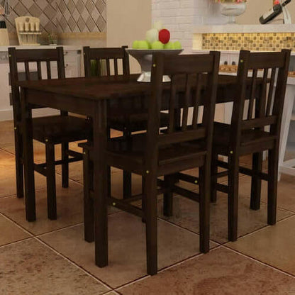 Wooden Dining Table with 4 Chairs Natural.