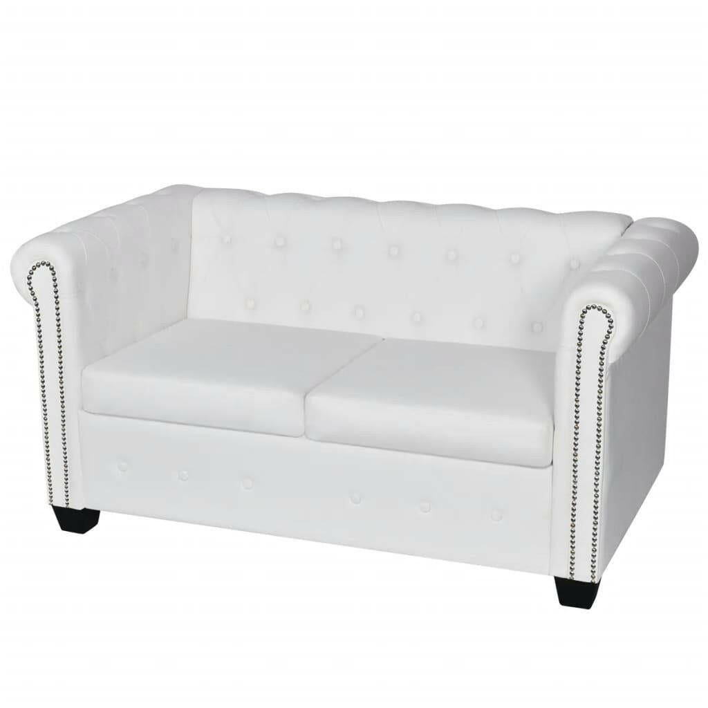 Chesterfield 2-Seater Artificial Leather White.