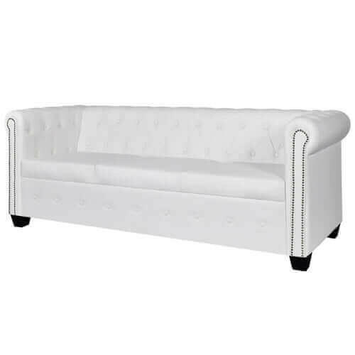 Chesterfield 3-Seater Artificial Leather White.