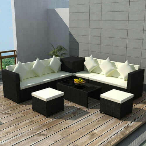 Garden Sofa Set 26 Pieces Poly Rattan Brown.