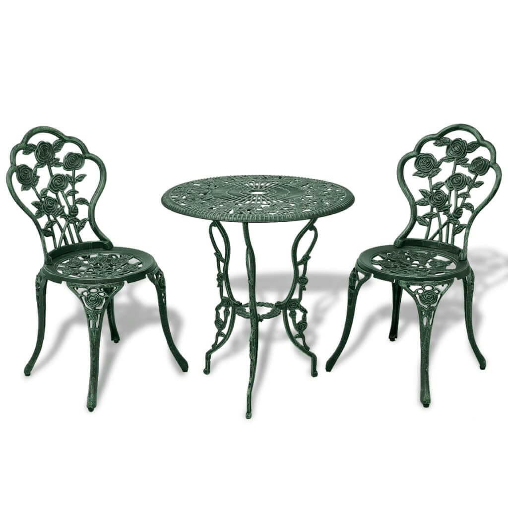 3 Piece Bistro Set Cast Aluminium Green.