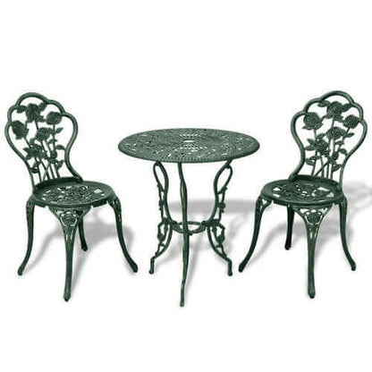 3 Piece Bistro Set Cast Aluminium Green.