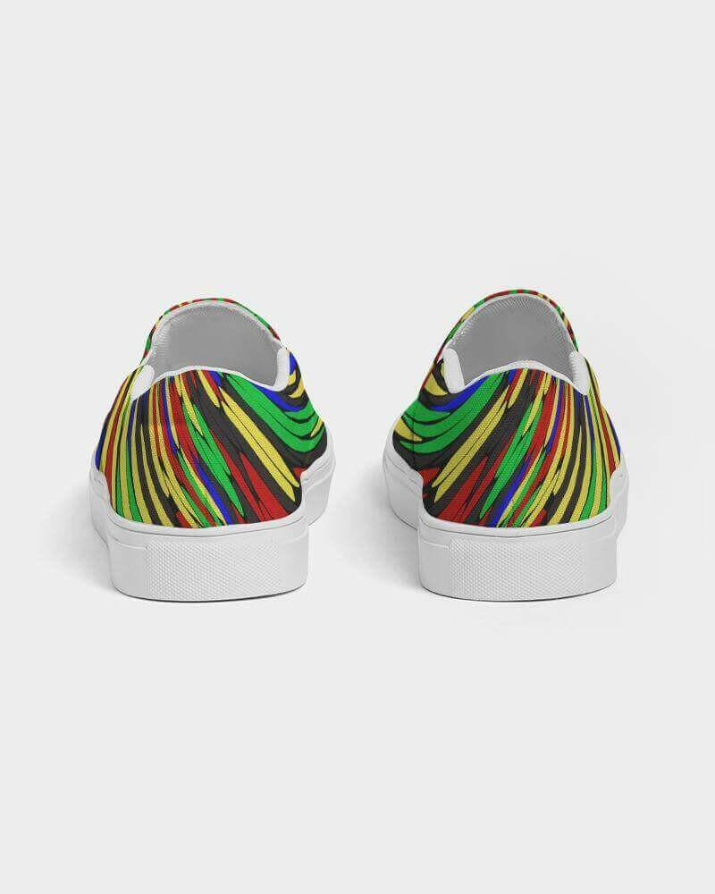 multicolor slip-on canvas sneakers