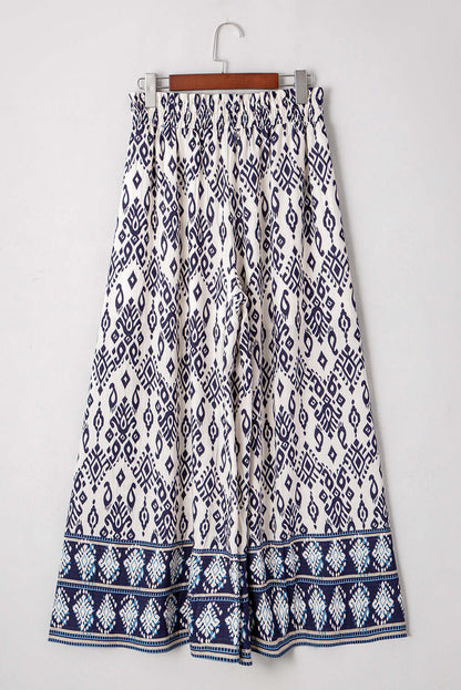 Boho Smocked High Waist Wide Leg Pants