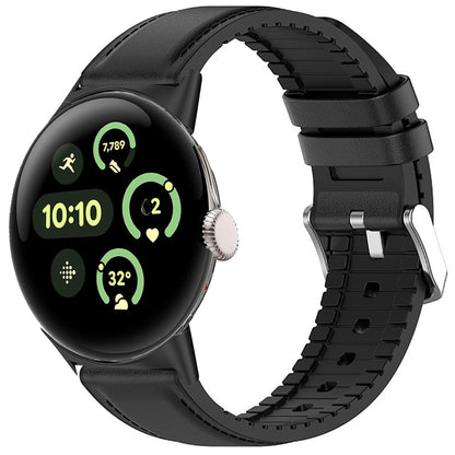 Leather &amp; Silicone Band for Pixel Watch 3 45mm - Black