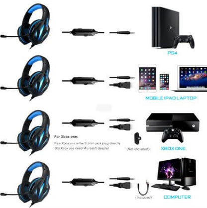 Luminous Wired Gaming Headset with Microphone &amp; 50mm Drivers