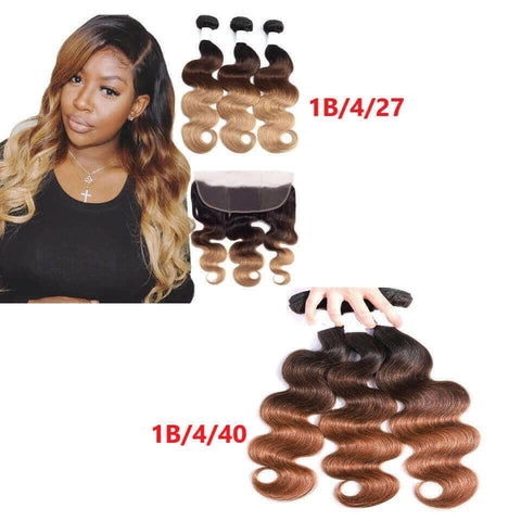 10A Grade #1B/4/30 Body Wave #1B/4/27 BUNDLES with CLOSURES & FRONTALS.