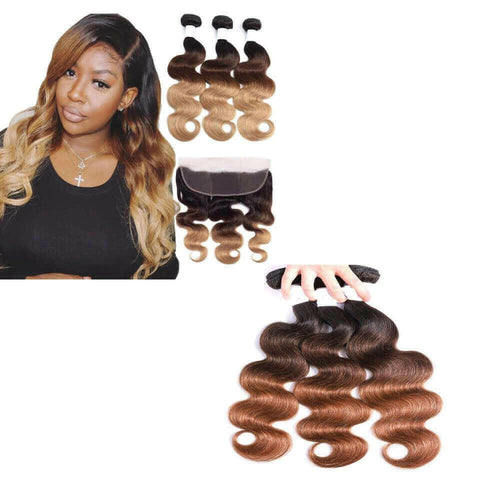 10A Grade #1B/4/30 Body Wave #1B/4/27 BUNDLES with CLOSURES & FRONTALS.