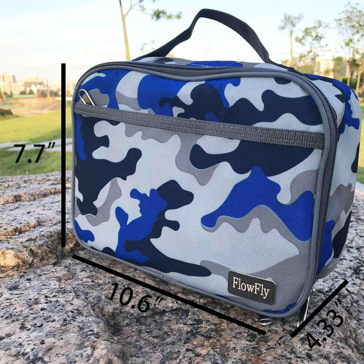 Kids Lunch Box Insulated Soft Bag Mini Cooler Back to School Thermal Meal Tote Kit for Girls, Boys,Blue Camo