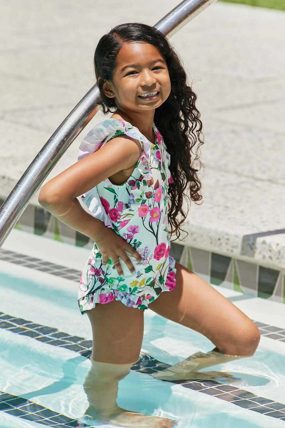 Marina West Swim Bring Me Flowers V-Neck One Piece Swimsuit Cherry