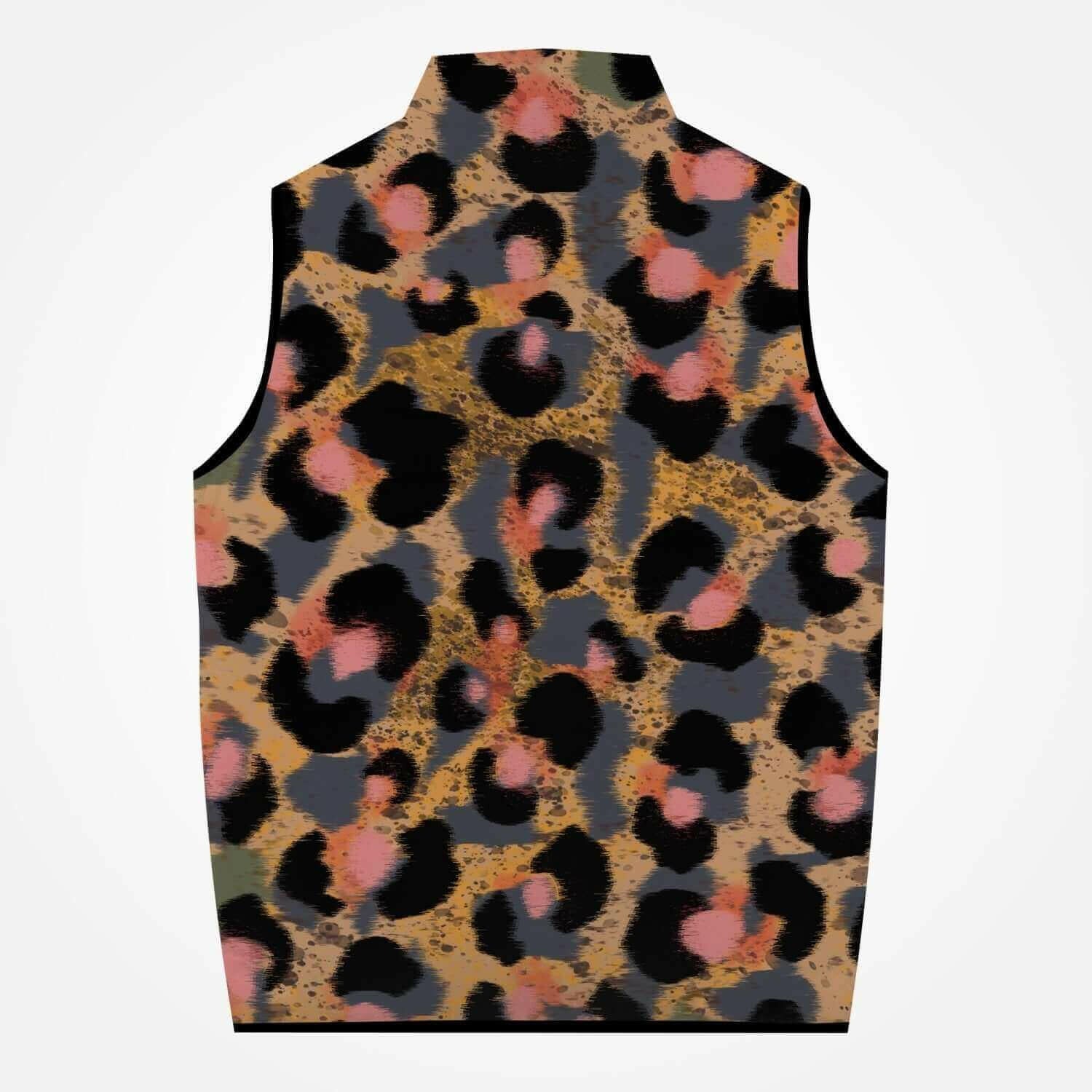 Jacki Easlick Leopard Print Cotton-pad Zipper-up Vest.