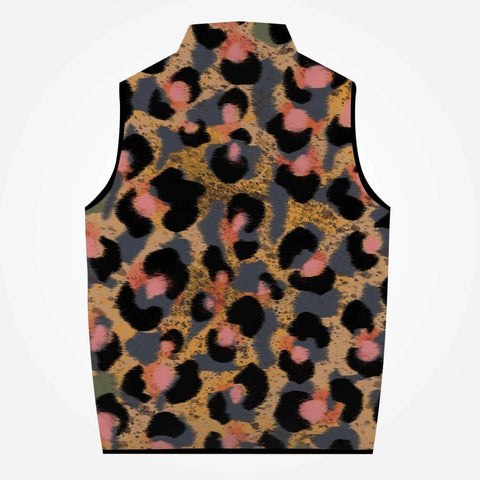 Jacki Easlick Leopard Print Cotton-pad Zipper-up Vest