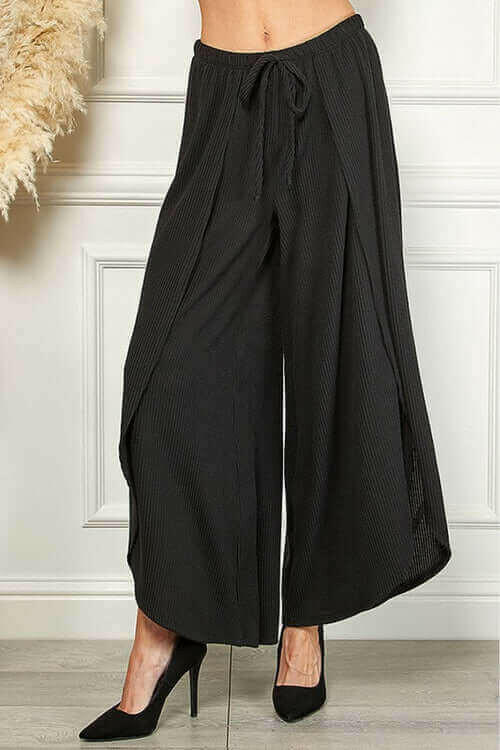 Blumin Apparel Confidently Chic Full Size Split Wide Leg Pants.