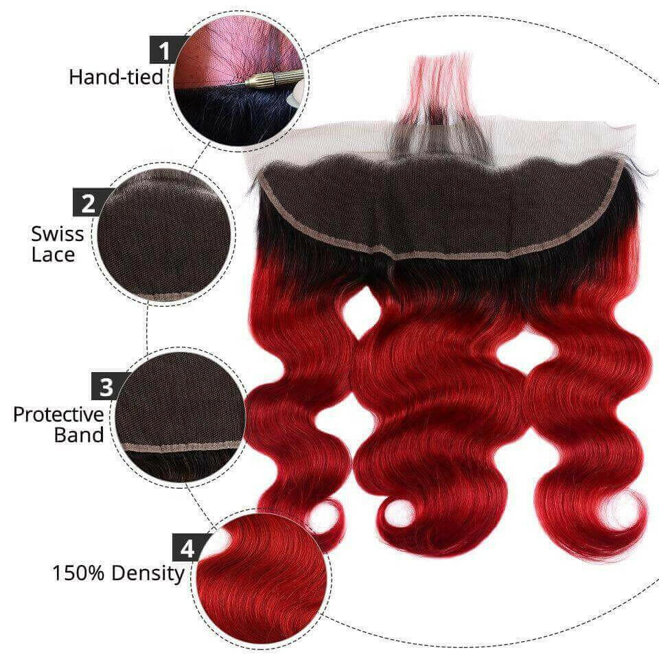 BeuMax 1B Burgundy Body Wave BUNDLES with CLOSURES &amp; FRONTALS
