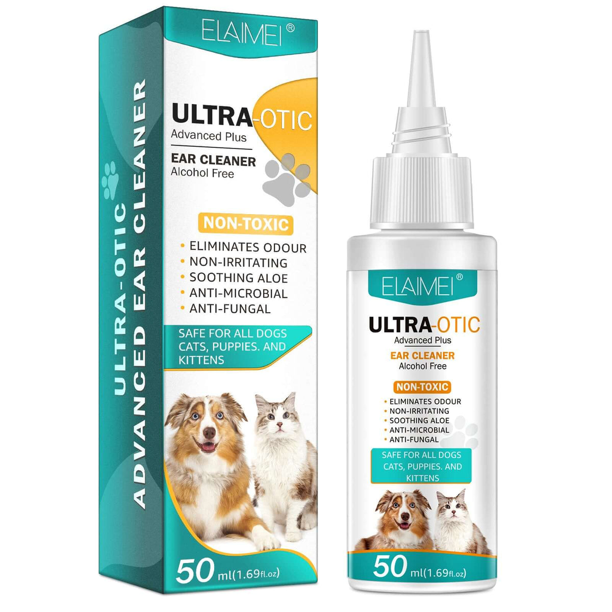 ELAIMEI Pet Ear Cleaning Solution for Dogs &amp; Cats – 50ml
