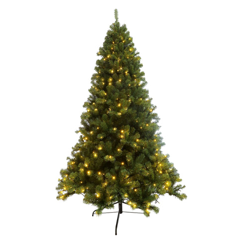 Pre-lit Christmas Tree 7.5ft Artificial Hinged Xmas Tree with 400