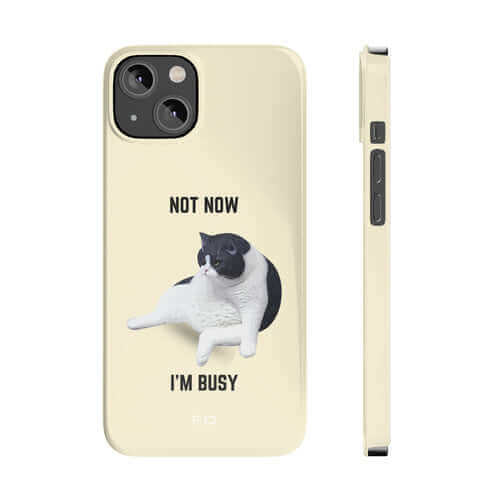 Funny Bored Cat Theme Slim Case for iPhone 14 Series